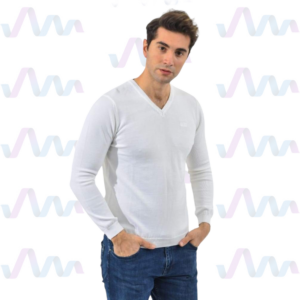 Boss Pullover Herren Weiss V-Ausschnitt