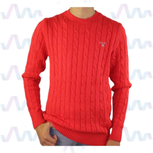 Gant Pullover Herren Rot Zopfmuster