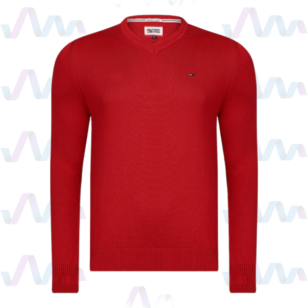Hilfiger Denim Pullover Herren Rot V-Ausschnitt