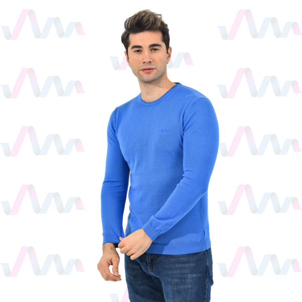 Boss Pullover Herren Saxblau Rundhalsausschnitt