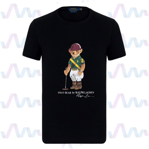Ralph Lauren T-Shirt Herren Schwarz Rundhalsausschnitt Bear Design