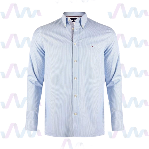 Tommy Hilfiger Hemd Herren Blau Weiss Striped Poplin
