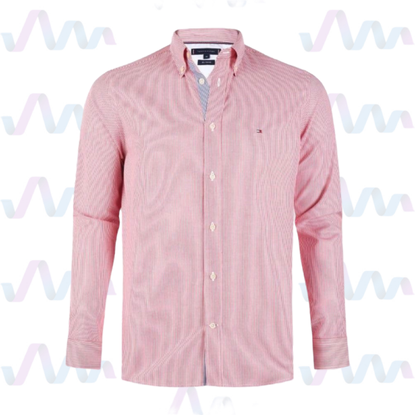 Tommy Hilfiger Hemd Herren Rot White Striped Poplin